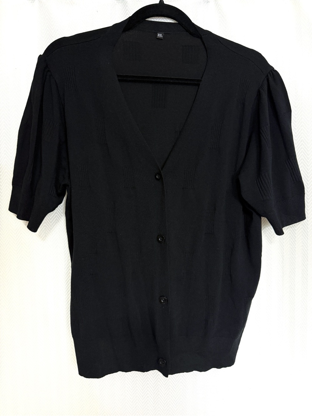 Arach & Cloz Black Short Sleeve Button Front Cardigan Size XXL